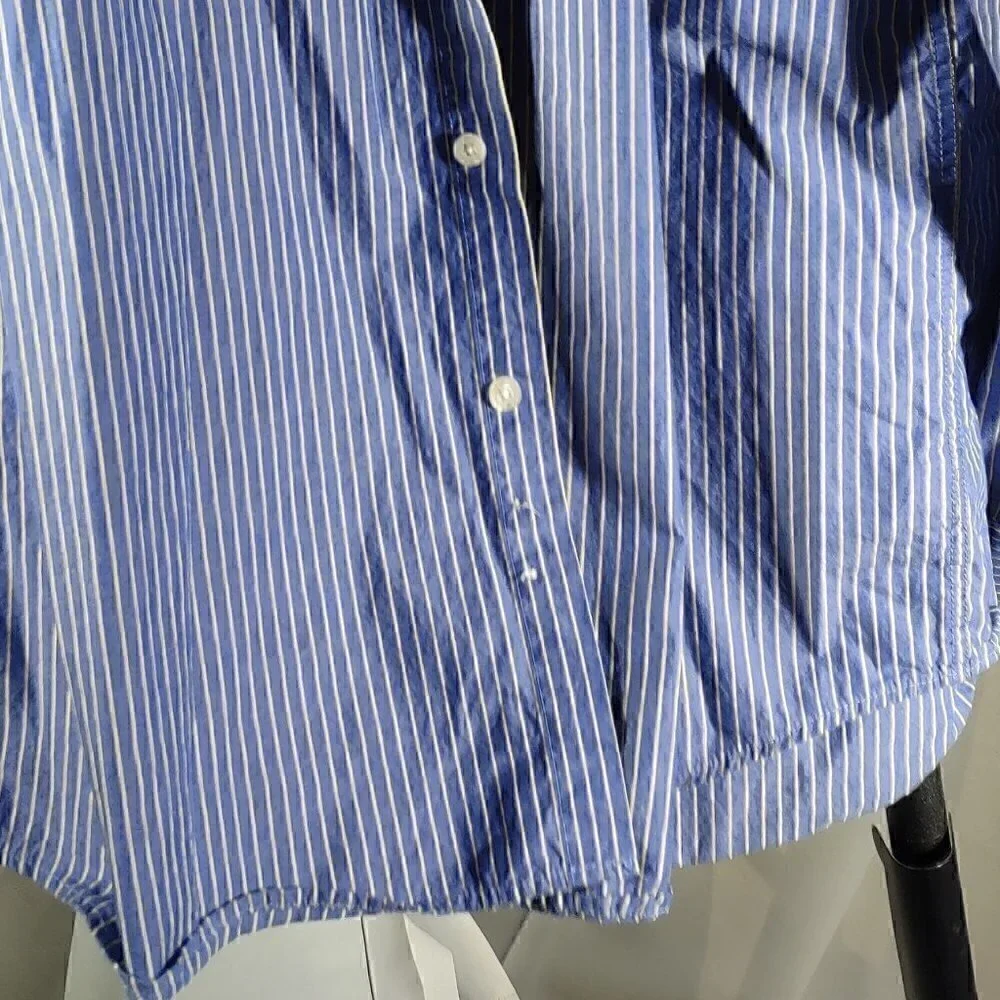 Aeropostale Men's 100% Cotton Blue With Yellow Stripes Dress Shirt Size Large - Picture 3 of 8